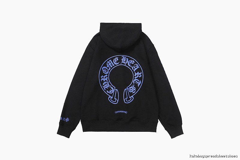 Chrome Hearts Logo Detail Cross graphic hoodie Black Blue Cross with Functional Detail