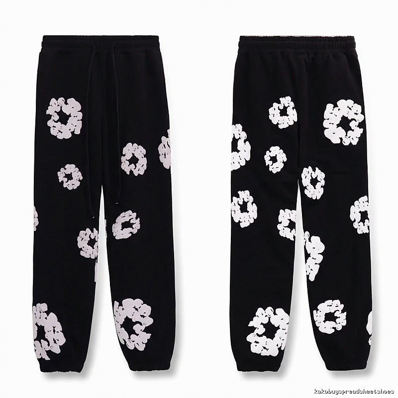 Printed casual black pants with DENIM TEARS style