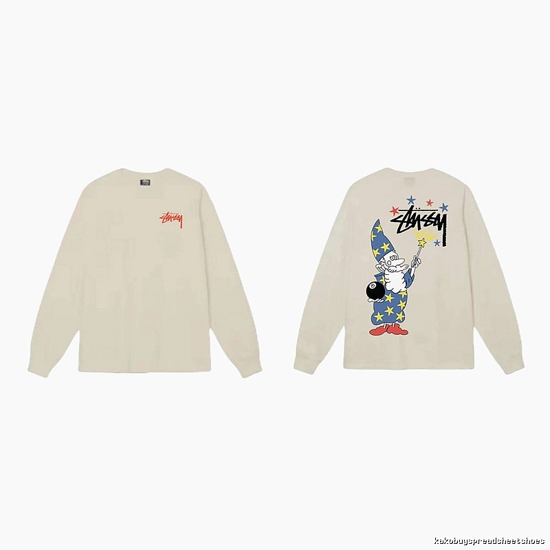 Stussy cartoon print beige long-sleeve