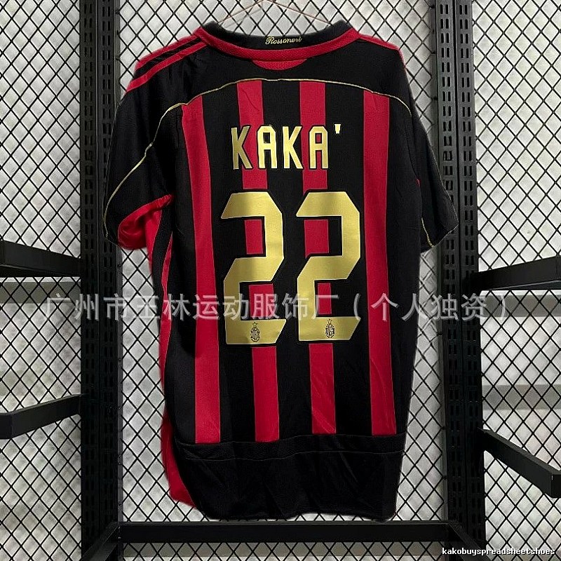 AC Milan Classic Kaka #22 soccer jersey Black Red Striped for Daily Styling