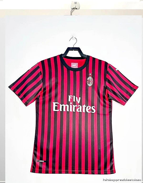 AC Milan Lightweight Retro soccer jersey Red Black Striped for Gift Ideas