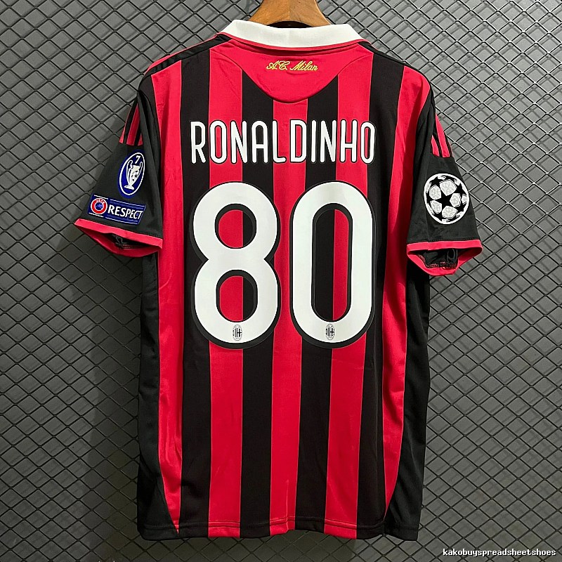 AC Milan Relaxed Retro soccer jersey Red Black Striped with Versatile Design
