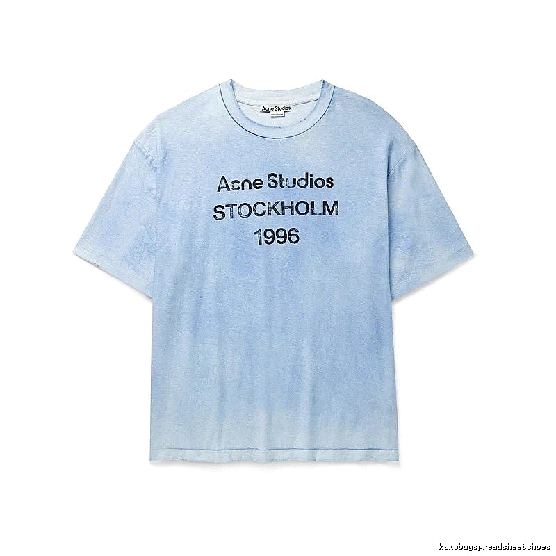 Acne Studios 2090-80 Deep Blue Style Ac908046 Stockholm Logo T-Shirt Casual Layering