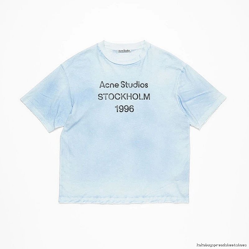 Acne Studios 2090-80 Light Blue Style Ac908046 Stockholm Logo T-Shirt Gift Ready