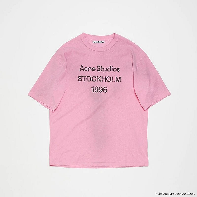 Acne Studios 2090-80 Pink Red Style Ac908026 Stockholm Logo T-Shirt Weekend Wear