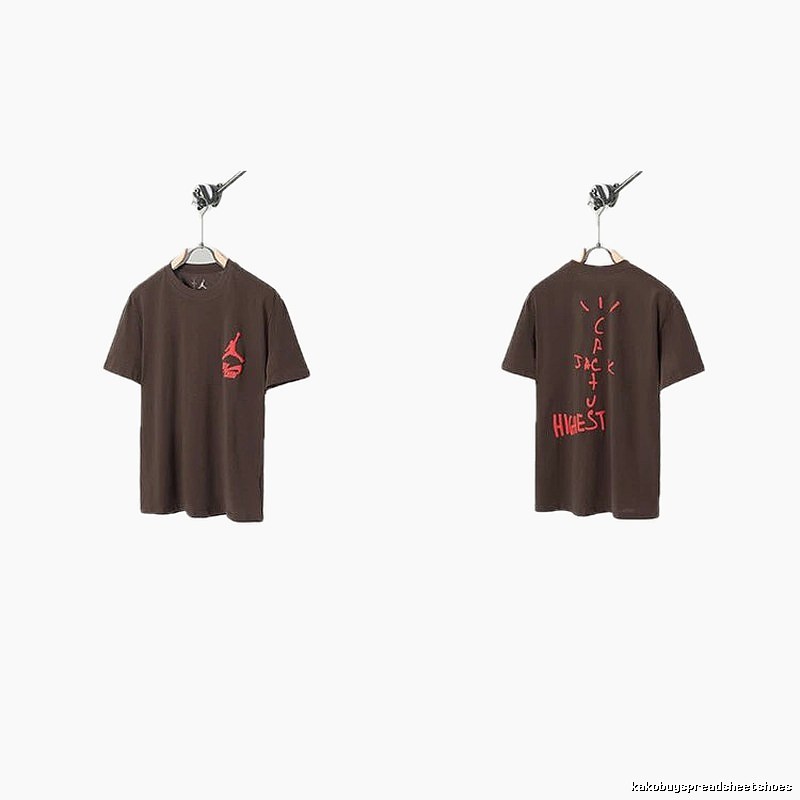 AJ x Travis Scott Co-branded Street Style Brown Short-sleeve T-shirt
