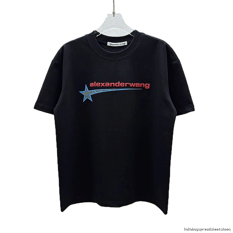 Alexander Wang Hot-Fix Rhinestone Star Street-Style Black T-Shirt
