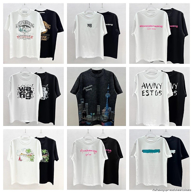 Alexander Wang Printed Street-style Black and White T-shirt