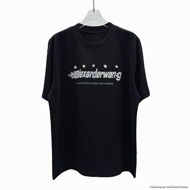 Alexander Wang Star Print Trendy Black T-Shirt