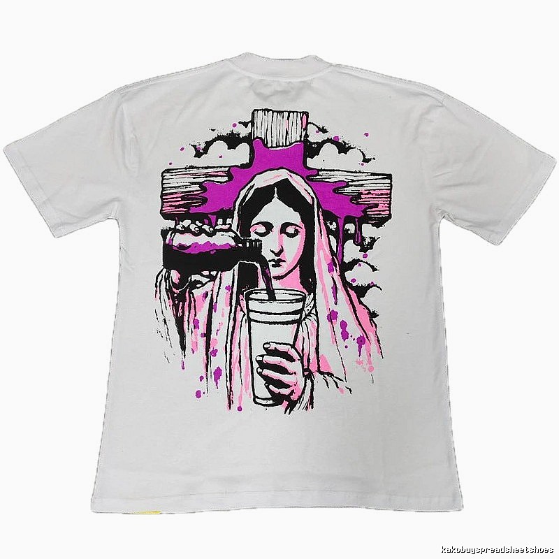 American Streetwear Brand Virgin Mary Printed Street Style White T-Shirt