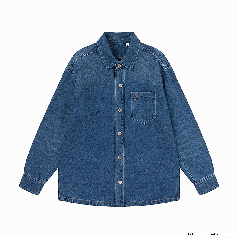 AMI casual style denim blue shirt