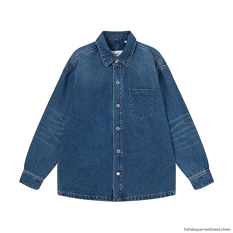 AMI Denim Style Dark Blue Shirt