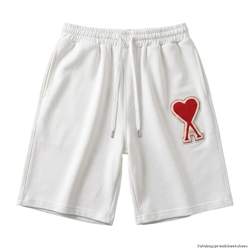 AMI Embroidered Heart White Shorts