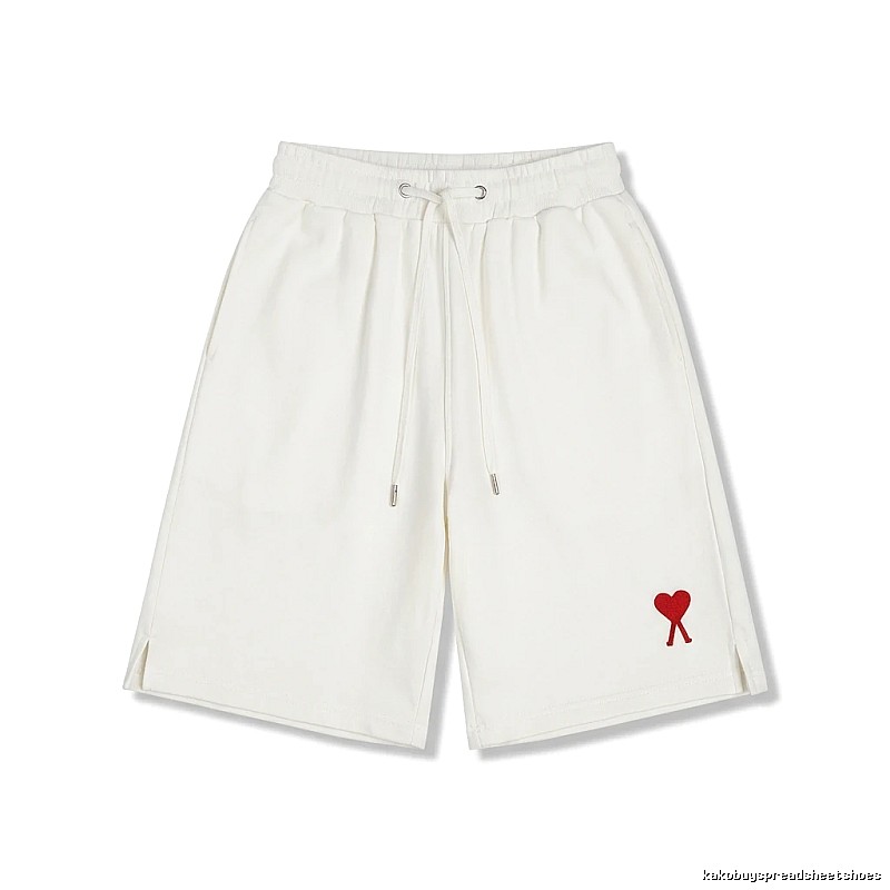 AMI Embroidered Minimalist Style White Shorts