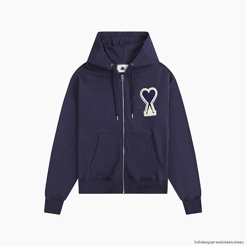 AMI Heart Pattern Zipper Hoodie
