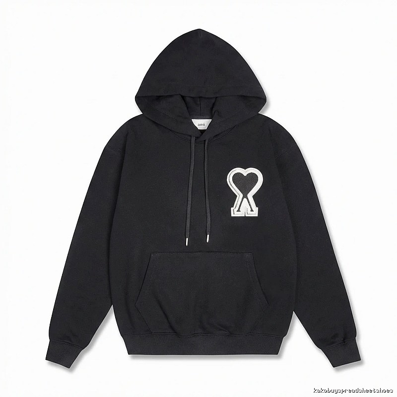 AMI Heart-shaped Pattern Black Hoodie
