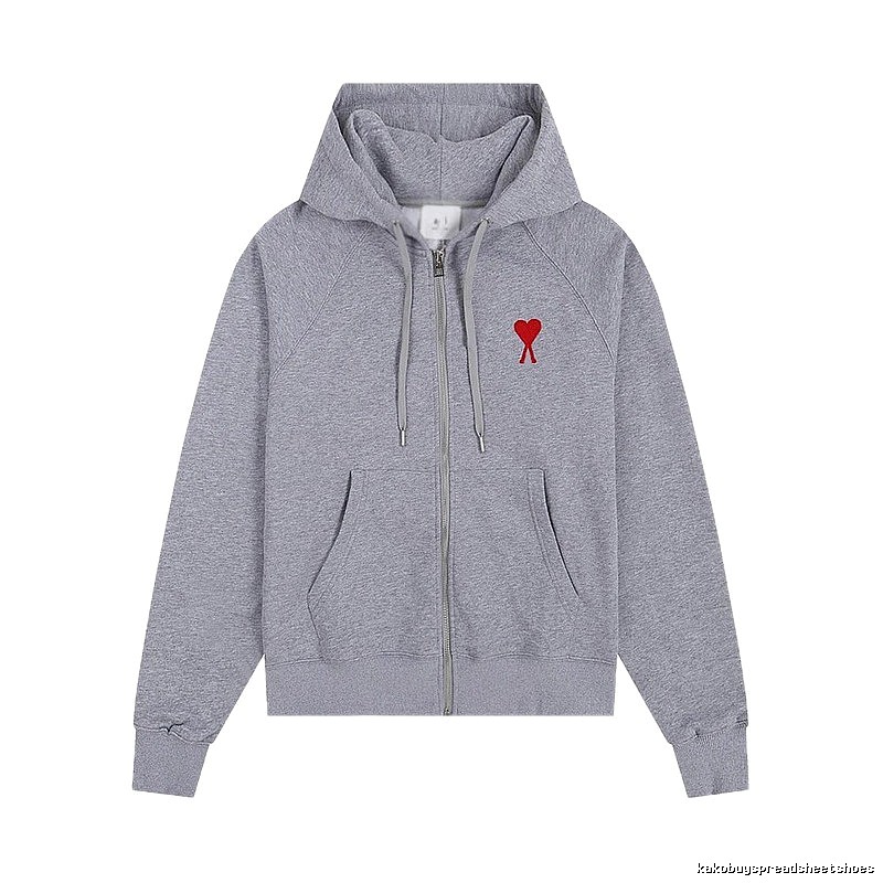 AMI Love Embroidery Grey Hoodie