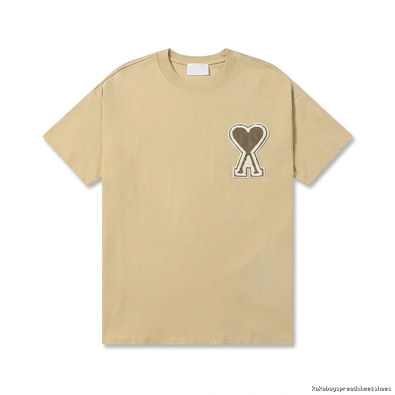 AMI Love Embroidery Khaki T-shirt