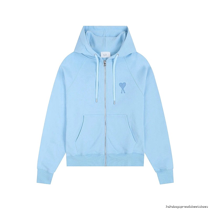 AMI Love Embroidery Light Blue Hoodie