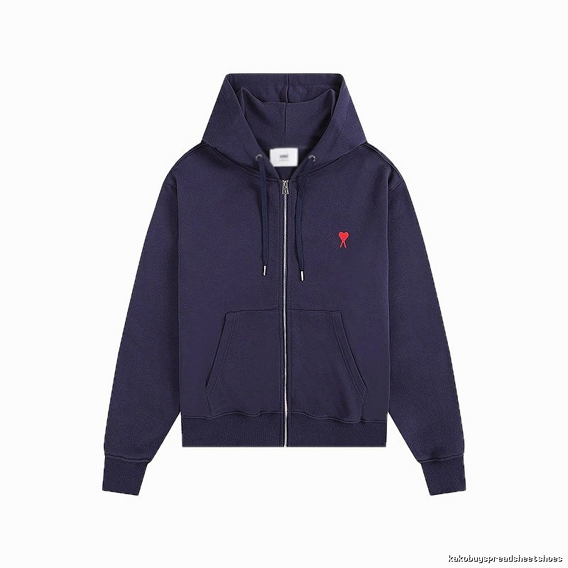 AMI Love Embroidery Style Dark Blue Hoodie