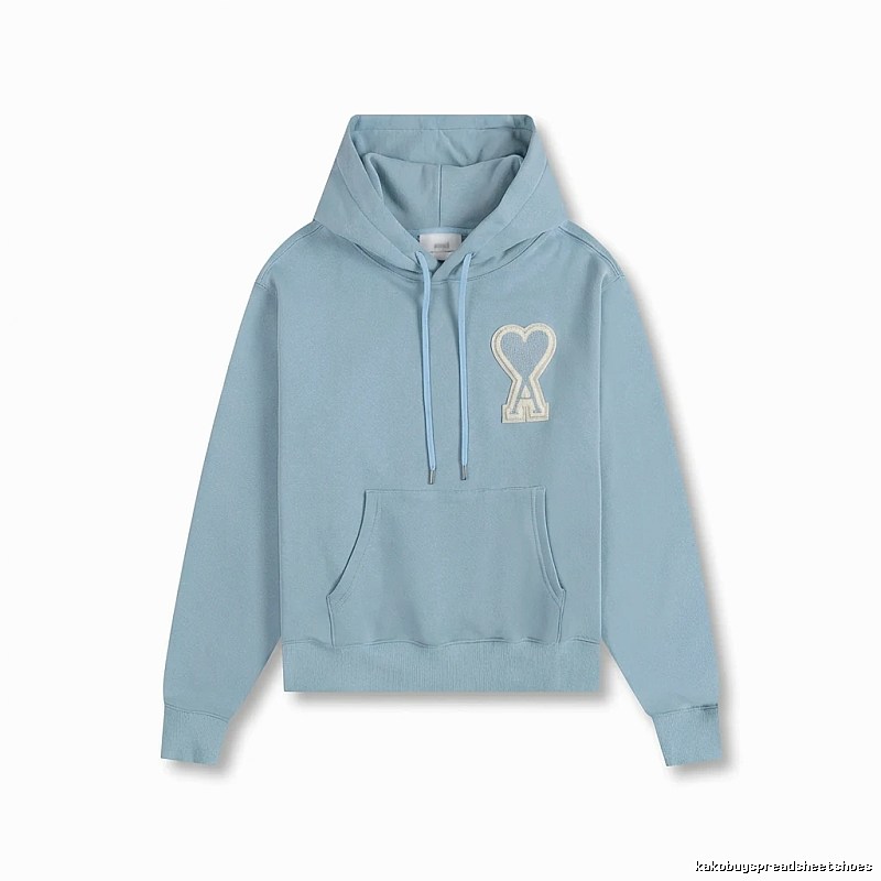 AMI Love Heart Pattern Light Blue Hoodie