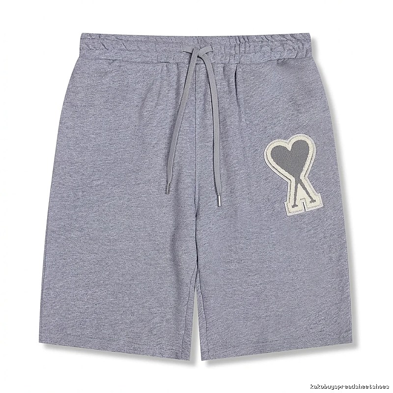 AMI Love Heart Pattern Light Gray Shorts