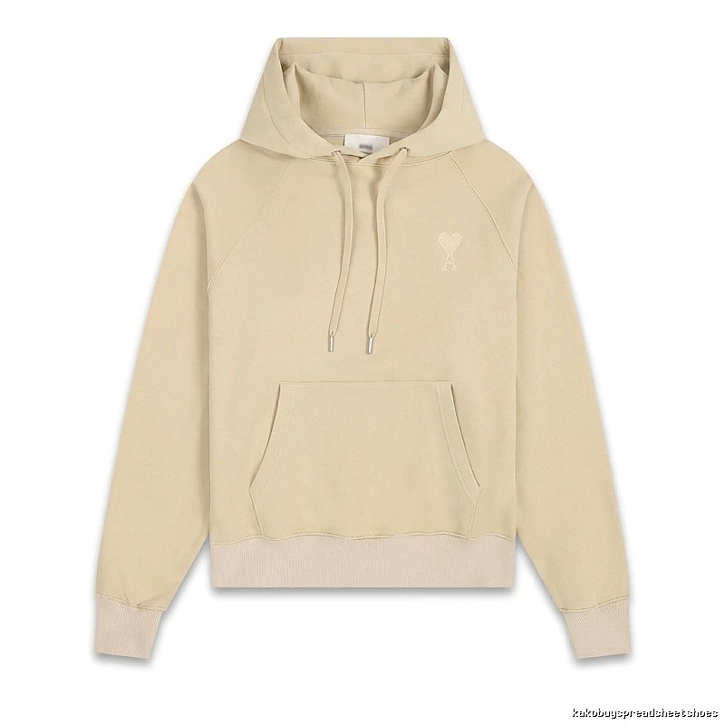 AMI Love Minimalist Style Beige Hoodie