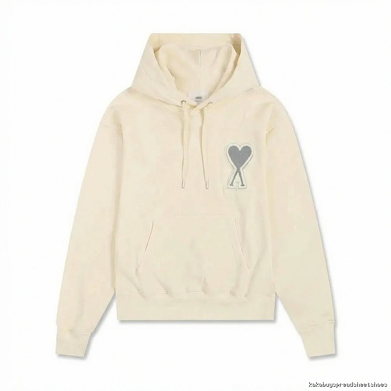 AMI Love Minimalist Style Beige Hoodie