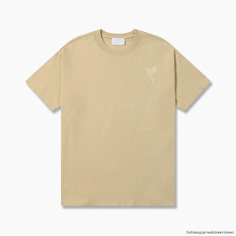 AMI Love Minimalist Style Beige T-shirt