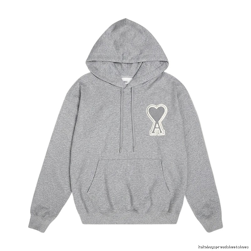 AMI Love Minimalist Style Grey Hoodie
