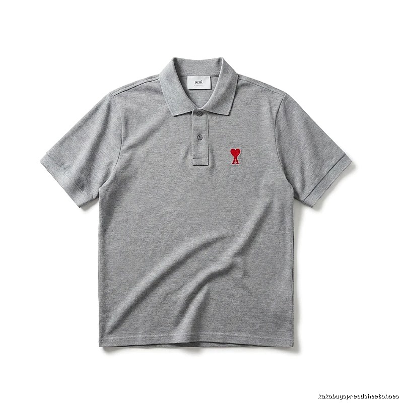 AMI Love Simple Grey Polo Shirt
