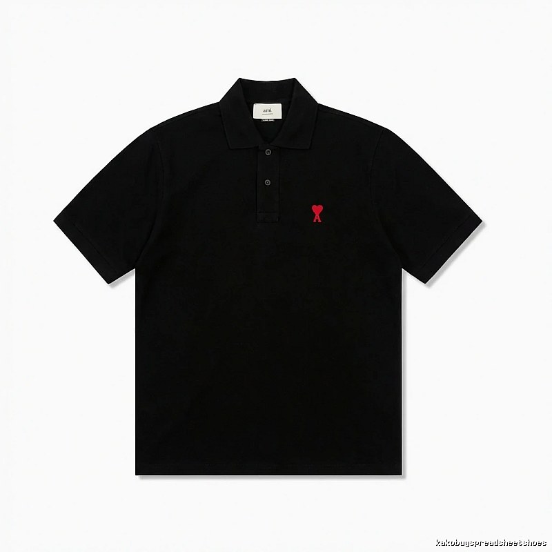 Ami love simple style black polo shirt