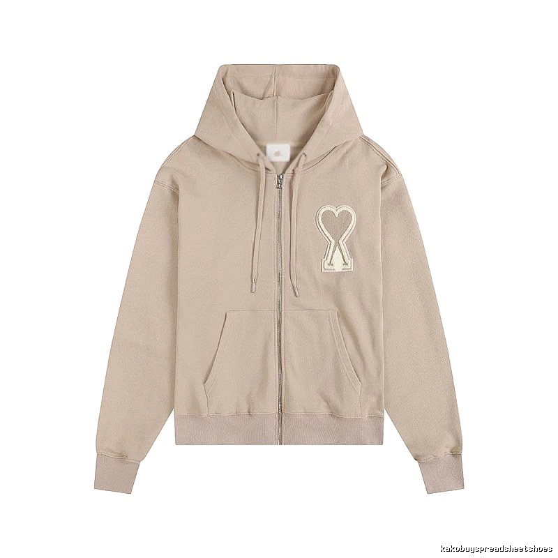AMI Love Zipper Beige Sweatshirt
