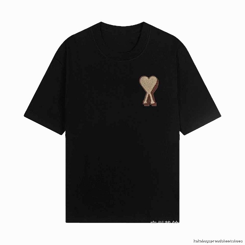 AMI Loving Heart Pattern Black T-shirt