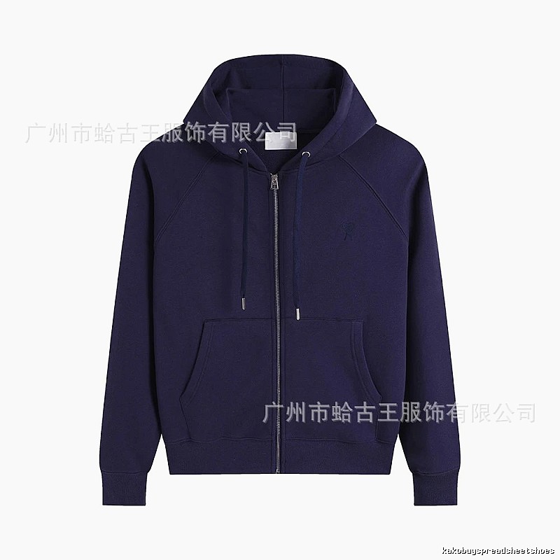 AMI minimalist style dark blue hoodie.