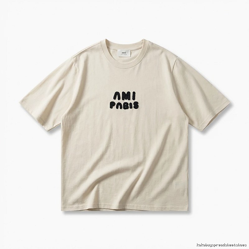 AMI Paris minimalist style beige T-shirt