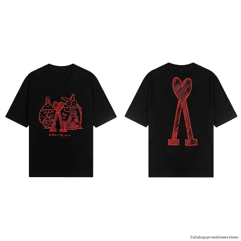AMI red graffiti-style short-sleeve shirt
