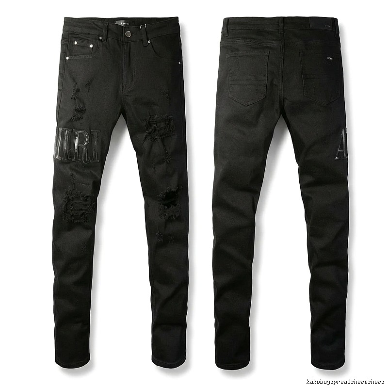 AMI Ripped Trendy Cool Black Jeans