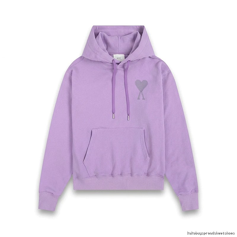 AMI series minimalist style purple hoodie