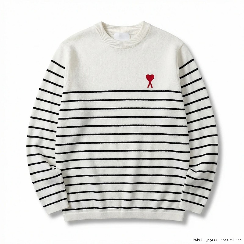 AMI striped minimalist style white sweater