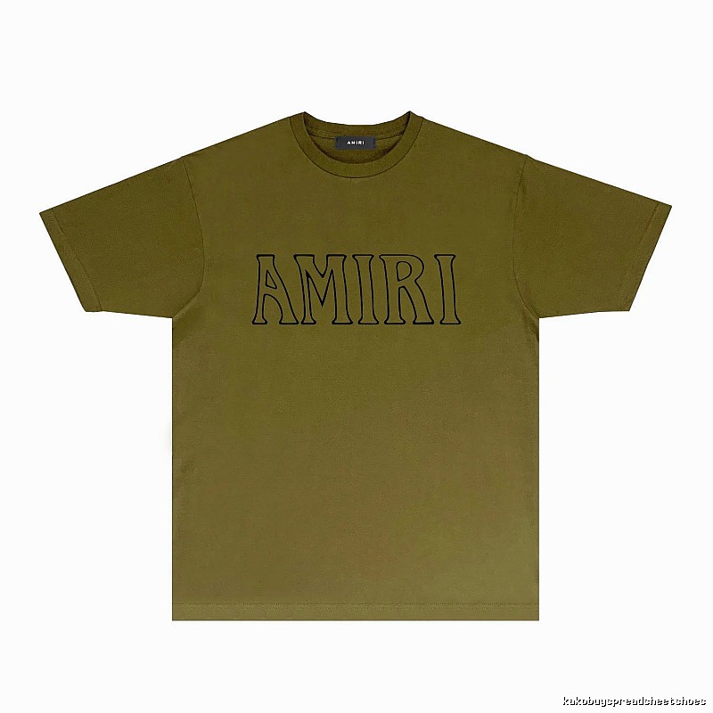 AMIRI Basic Style Minimalist Olive Green T-shirt