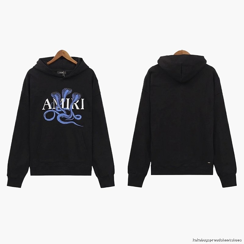 AMIRI Black Hoodie with Snake Print