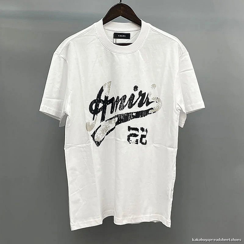 Amiri Black Lettering With Slash Detail White Records Graphic T-Shirt Resort Wear