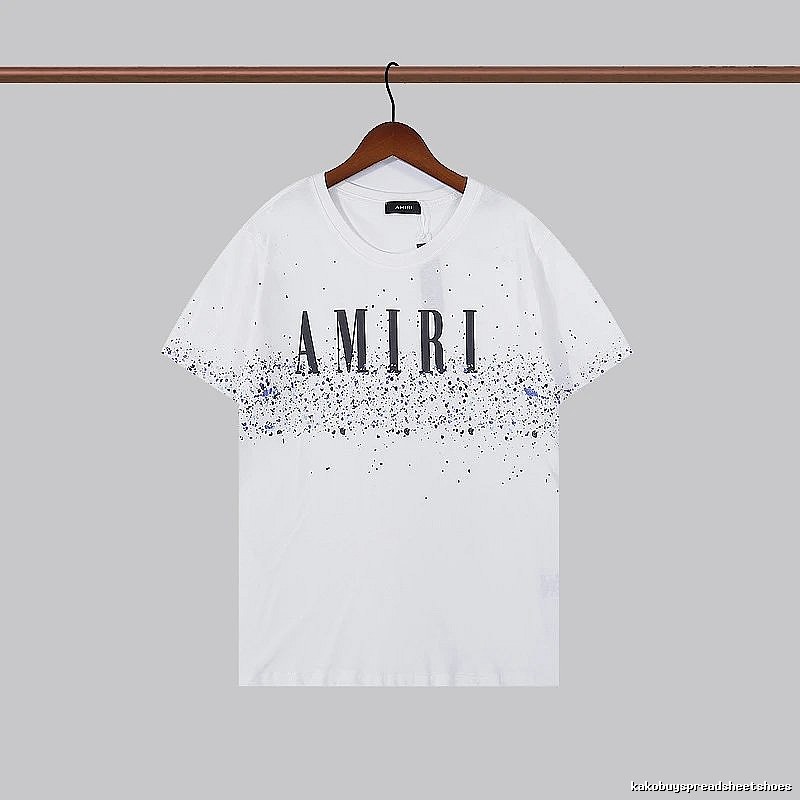 Amiri Logo Detail Graphic T-shirt White Blue Amiri with Relaxed Feel