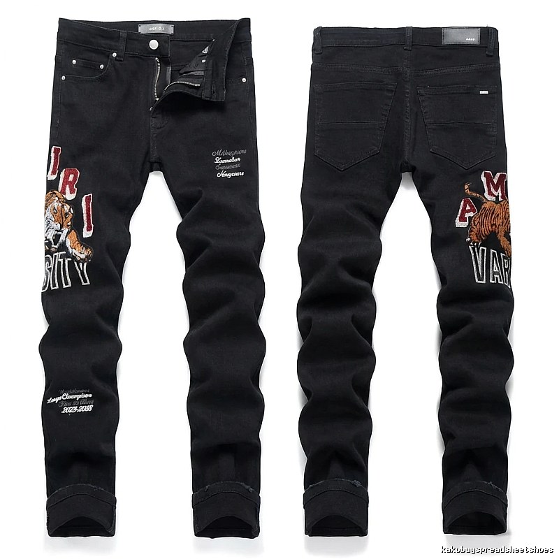 AMIRI Tiger Embroidery Trendy and Cool Style Black Pants
