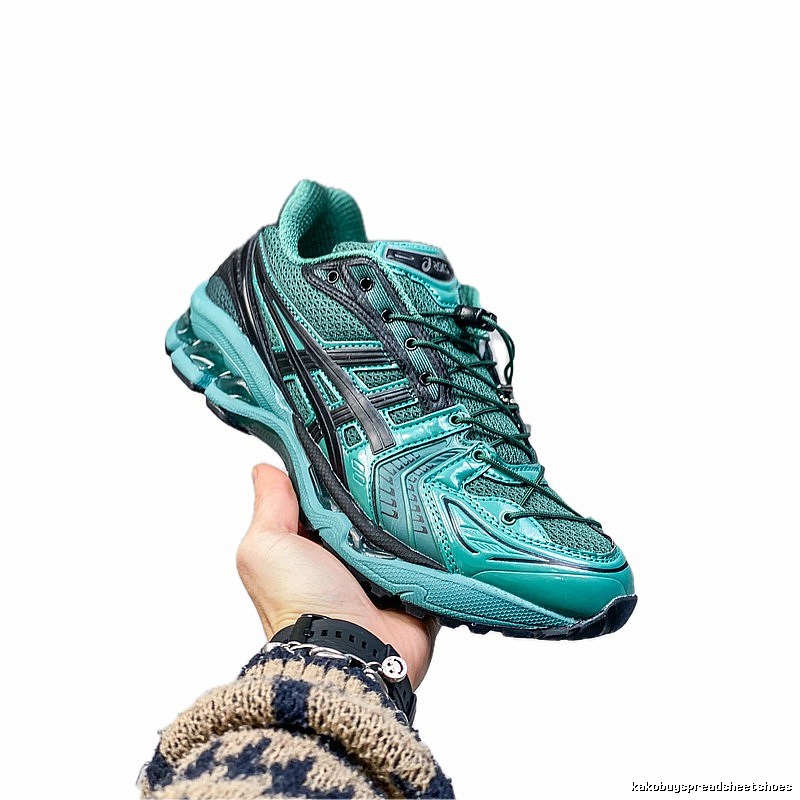 ASICS retro-style dark green sports shoes