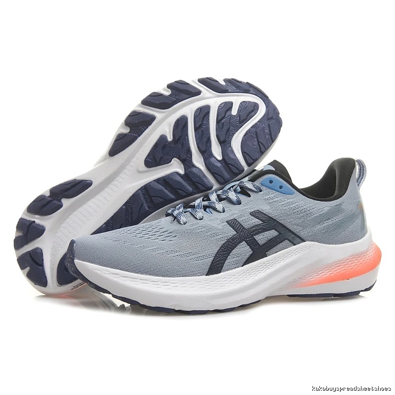 ASICS retro-style grey-blue running shoes