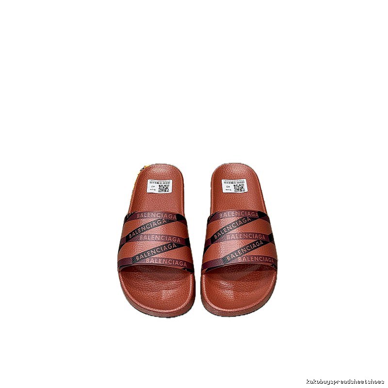Balenciaga All-over Print Street Style Red-Brown Slide Sandals