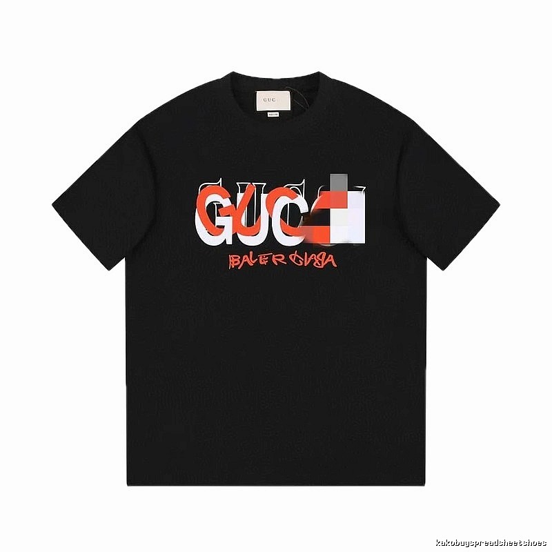 Balenciaga Co-branded Graffiti-style Black Short-sleeve T-shirt