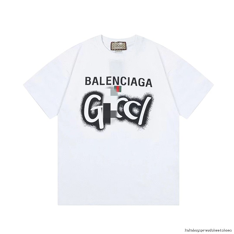 Balenciaga Co-branded Graffiti-style White Short-sleeve T-shirt
